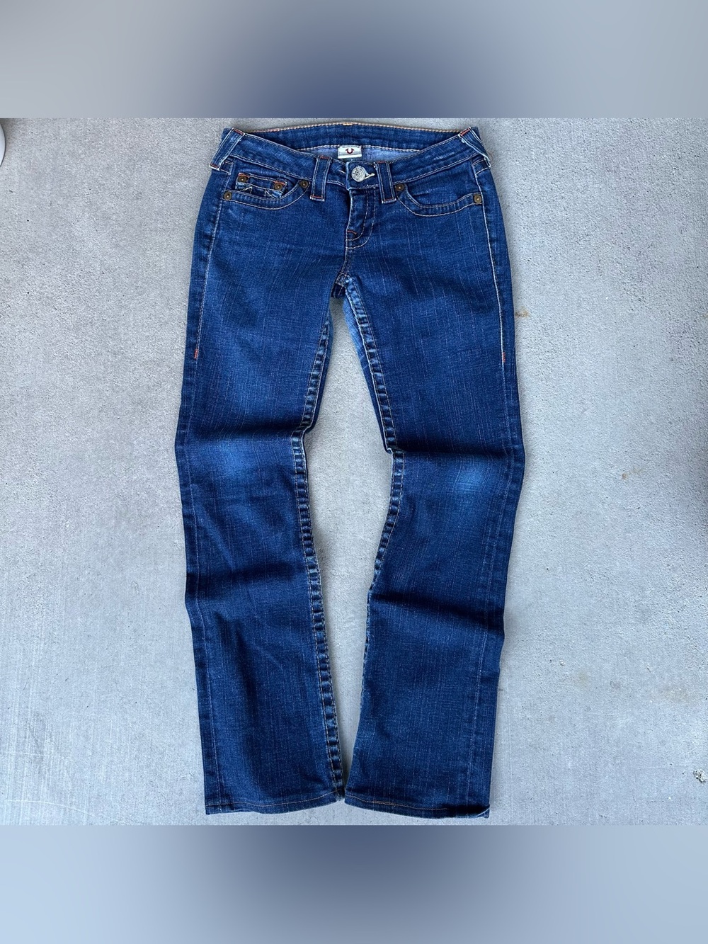 True Religion Women’s Blue Dark Wash Slim Straight Denim Jeans Size 27